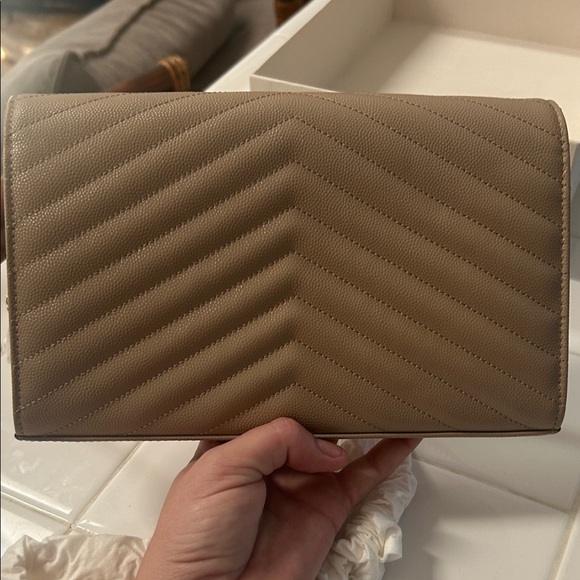 Yves Saint Laurent Taupe Quilted Clutch - Picture 2 of 4